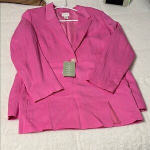 Womens Pink Single-Button Blazer Jacket
